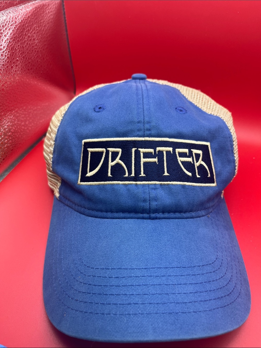 Blue and Tan Drifter Mesh Trucker Hat/ strap back One Size Fits Most ( WSP)